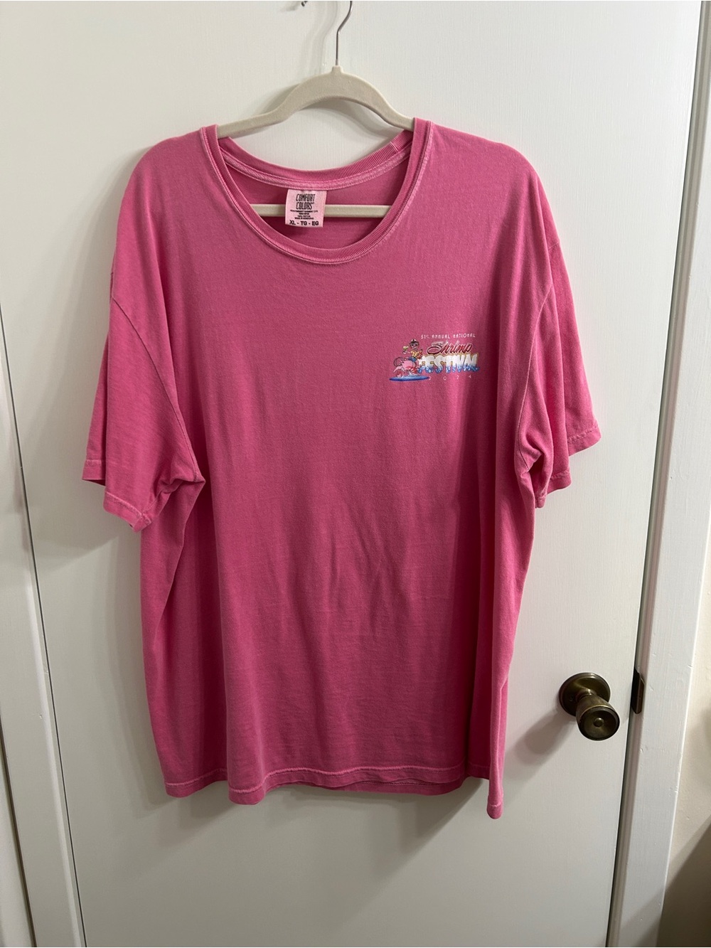 Comfort Colors Pink Graphic Crewneck Tee - Small Chest Design